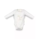 Kenguru Gold Borítéknyakú hosszújju pamut kombidressz (50-56) - Ekrü maci mintával