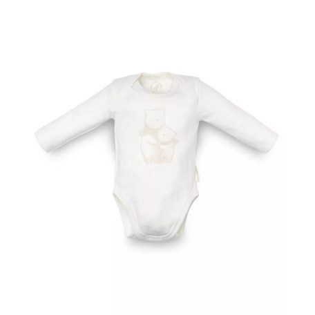 Kenguru Gold Borítéknyakú hosszújju pamut kombidressz (56-62) - Ekrü maci mintával