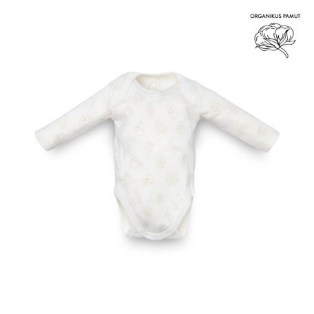 Kenguru Gold Borítéknyakú hosszújju pamut kombidressz (50-56) - ekrü mintás