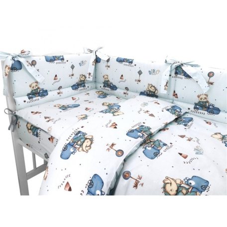 Baby Shop 3 részes babaágynemű - Kék Dinó Autó