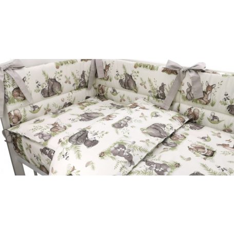 Baby Shop 3 részes ágynemű garnitúra - Erdei barátok natúr/zöld