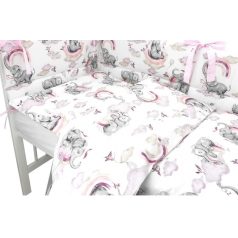   Baby Shop 3 részes ágynemű garnitúra - szivárványos elefánt rózsaszín  