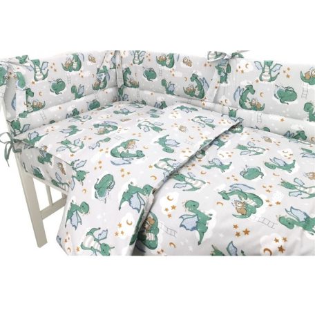 Baby Shop 3 részes ágynemű garnitúra - szürke/zöld sárkány 