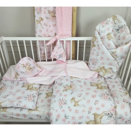 Baby Shop 3 részes ágynemű garnitúra - őzike szürke/rózsaszín 