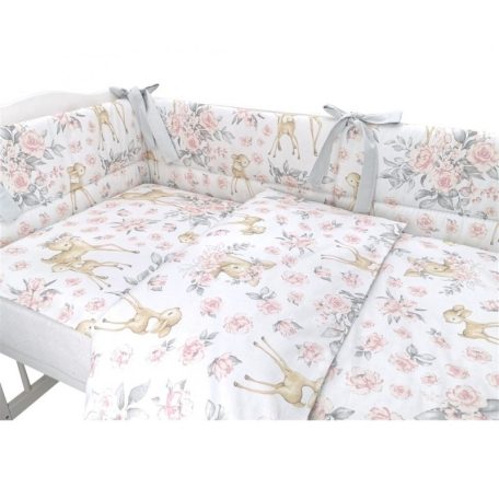 Baby Shop 3 részes ágynemű garnitúra - őzike szürke/rózsaszín 