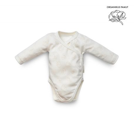 Kenguru Gold Átlapolt csecsemő kombidressz (38-44) ekrü maci mintával