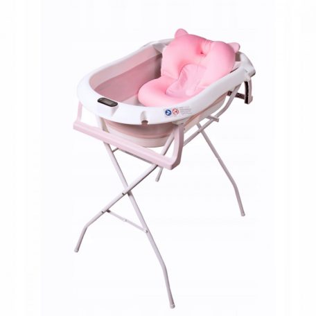 Premium Összecsukható kád hőmérővel és anatómiai támasztékkal + állvány - Pink