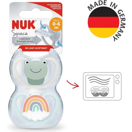 NUK Space szilikon cumi 0-6 hó 2db - Béka/szivárvány