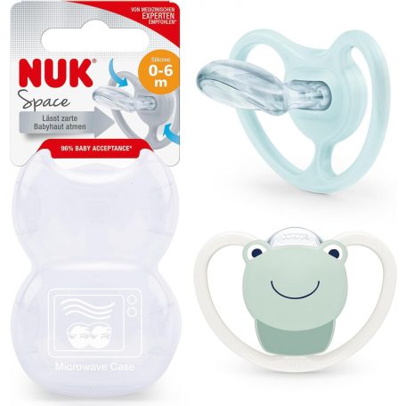 NUK Space szilikon cumi 0-6 hó 2db - Béka/szivárvány