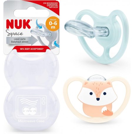 NUK Space szilikon cumi 0-6 hó 2db - Róka/szivárvány