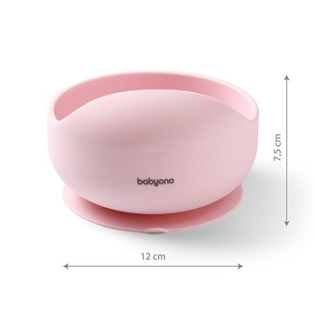 BabyOno szilikon tál tapadókoronggal  6m+ rózsaszín
