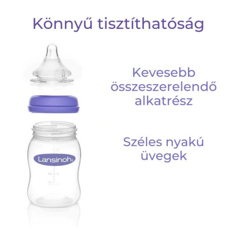 Lansinoh 2 fázisú kézi mellszívó + 160 ml cumisüveg szettben