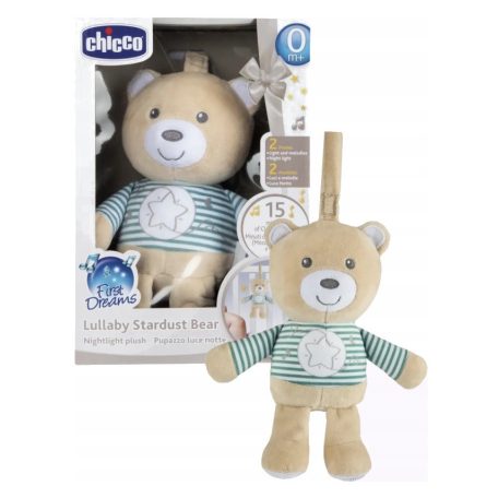 Chicco Lullaby Stardust Bear zenélő-fénylő altató plüssmackó 0 hó+