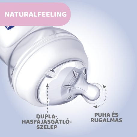 Chicco NaturalFeeling 150 ml cumisüveg újszülöttkorra 0+ kék maci

