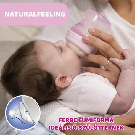 Chicco NaturalFeeling 250 ml cumisüveg közepes folyású 2 hó+ kék maci

