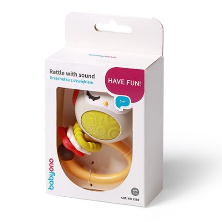 BabyOno csörgő rágóka fogzáshoz 3hó+ bagoly (1588)