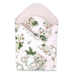 Baby Shop pólyatakaró 75x75cm - Baba állatok rózsaszín 