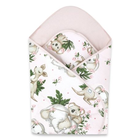 Baby Shop pólyatakaró 75x75cm - Baba állatok rózsaszín 