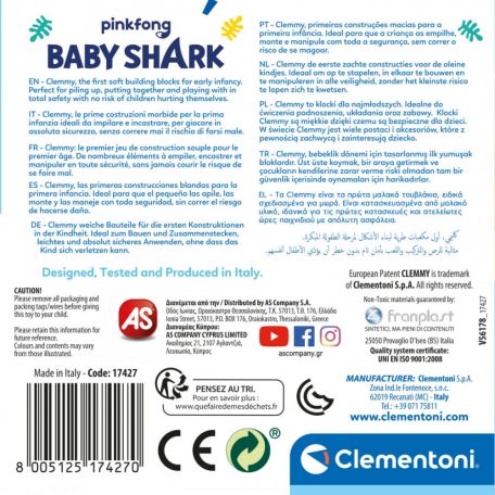 Clementoni - Baby Shark építőkocka tárolóban