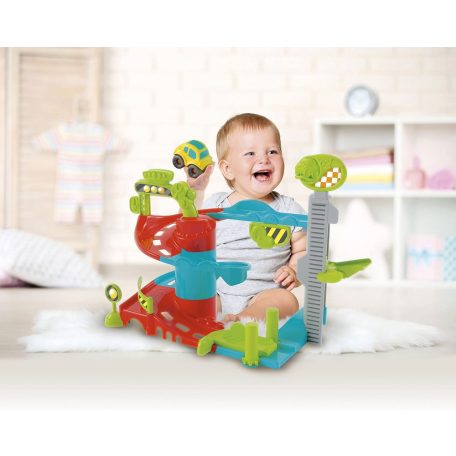 Clementoni Baby - Mókás garázs játékszett bukfencező kisautóval