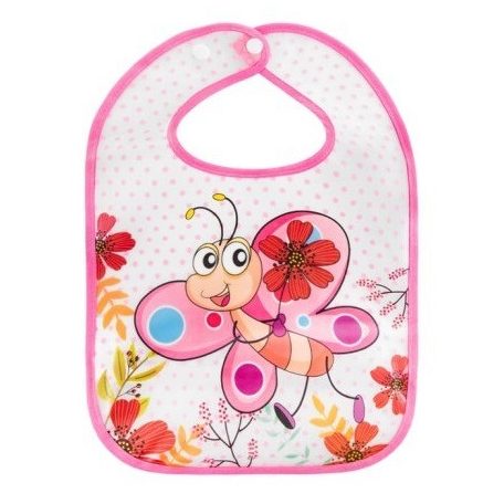 Bocioland műanyag előke zsebbel - rózsaszín pillangó