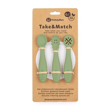 P&M Szilikon gyakorló kanál szett 3 db Take&Match Sweet Pea 6m+