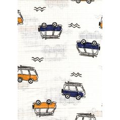 Mintás textil pelenka 1db-os - kék/sárga busz  