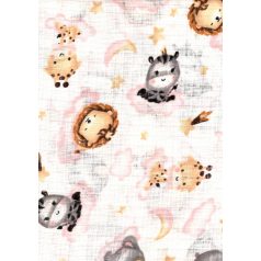 Mintás textil pelenka 1db-os - Cuki állatok rózsaszín 