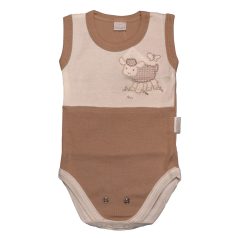   Trimex Ujjatlan dupla patentos baba body (80) - mogyoró/natúr bárány 