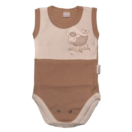 Trimex Ujjatlan dupla patentos baba body (80) - mogyoró/natúr bárány 
