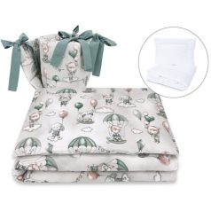   Baby Shop 5 részes babaágynemű - szürke/zöld lufis állatok