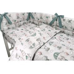   Baby Shop 5 részes babaágynemű - szürke/zöld lufis állatok