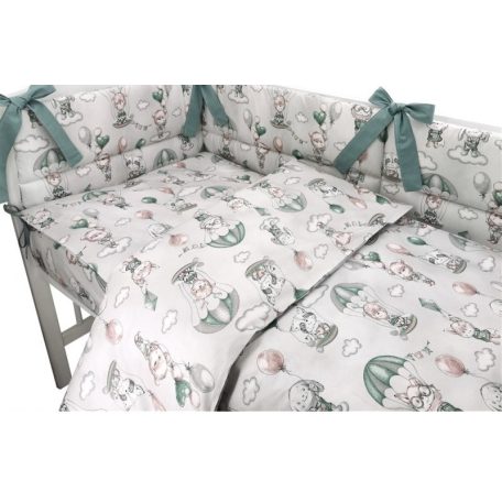 Baby Shop 5 részes babaágynemű - szürke/zöld lufis állatok