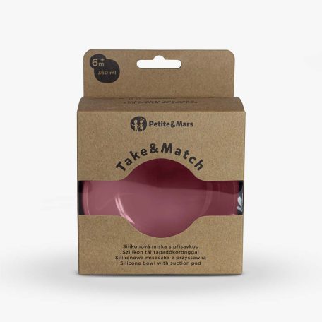 PETITE&MARS Szilikon tál tapadókoronggal TAKE&MATCH  Dusty Rose 6m+