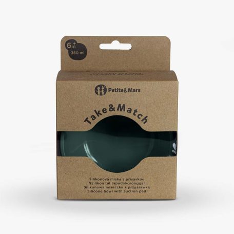 PETITE&MARS Szilikon tál tapadókoronggal TAKE&MATCH Misty Green 6m+