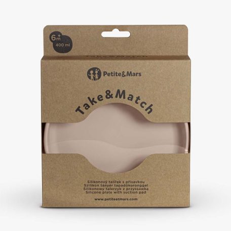 PETITE&MARS Szilikon tányér tapadókoronggal TAKE&MATCH Desert Sand 6m+