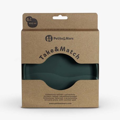 PETITE&MARS Szilikon tányér tapadókoronggal TAKE&MATCH Misty Green 6m+