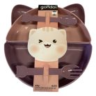 Gondol étkezési szett  7 db - lila/rózsaszín cica