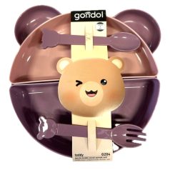 Gondol étkezési szett  7 db - lila/rózsaszín maci