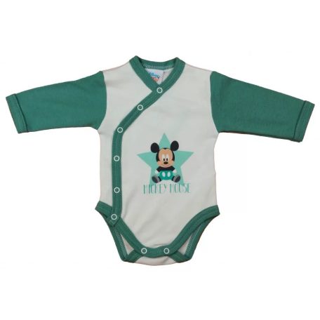 Disney Mickey elöl patentos hosszú ujjú body (68) - zöld 