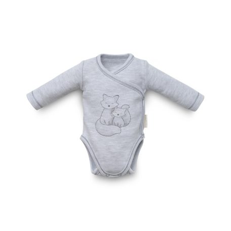 Kenguru Gold Átlapolt csecsemő kombidressz (56-62) szürke róka mintával