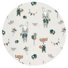 Baby Shop pamut,gumis lepedő 80*160 cm  - bézs róka és nyuszi 