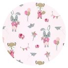Baby Shop pamut,gumis lepedő 80*160 cm  - rózsaszín róka és nyuszi 