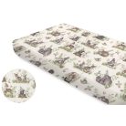 Baby Shop pamut,gumis lepedő 80*160 cm  - Erdei barátok natúr/zöld 