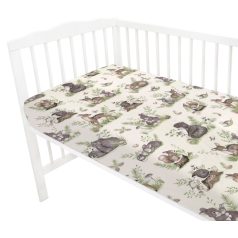   Baby Shop pamut,gumis lepedő 80*160 cm  - Erdei barátok natúr/zöld 