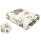 Baby Shop pamut,gumis lepedő 80*160 cm  - Erdei barátok natúr/zöld 