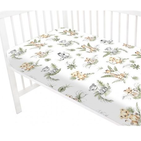 Baby Shop pamut,gumis lepedő 80*160 cm  - Zöld szafari