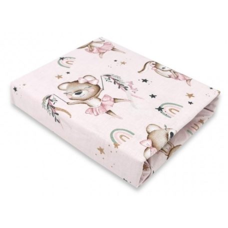 Baby Shop pamut,gumis lepedő 80*160 cm - Kis balerina rózsaszín 