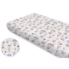   Baby Shop pamut,gumis lepedő 80*160 cm  - kék lufis állatok 