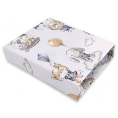   Baby Shop pamut,gumis lepedő 80*160 cm  - kék lufis állatok 